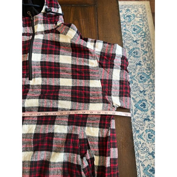 Vintage Casual Corner Plaid Hooded Quarter Zip Pullover Jacket Shacket Flannel L - Picture 8 of 9